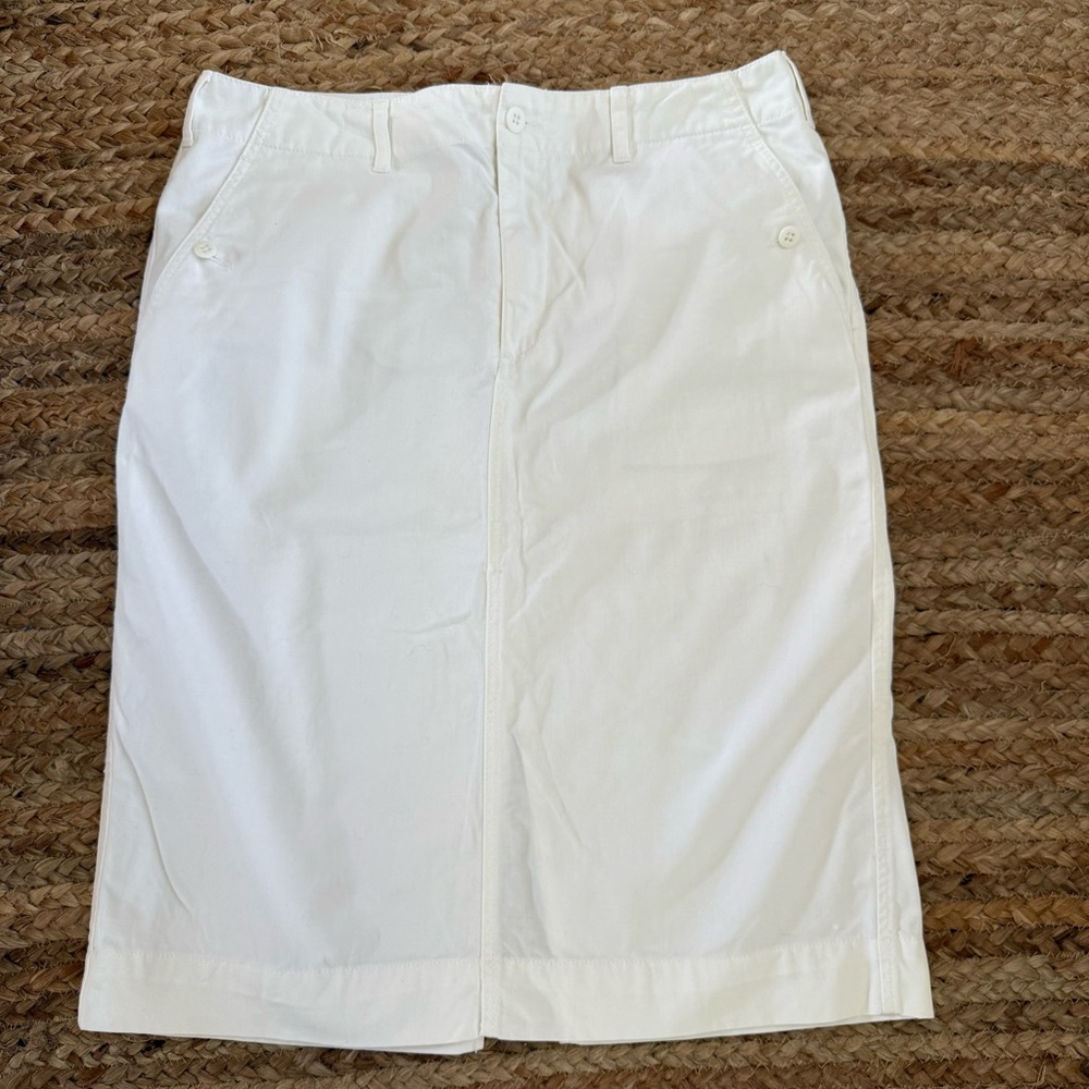 Ralph Lauren Size 14 White 100% Cotton Knee Length Skirt